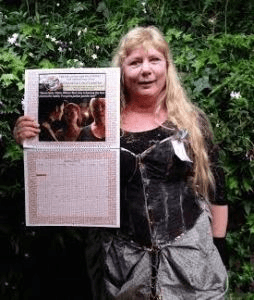 Jenny and her homemade Outlander-themed calendar