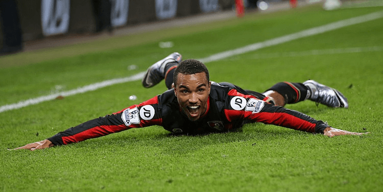 Junior Stanislas celebrates the first of his two late equalisers against Everton (Photo by Steve Bardens/Getty Images)
