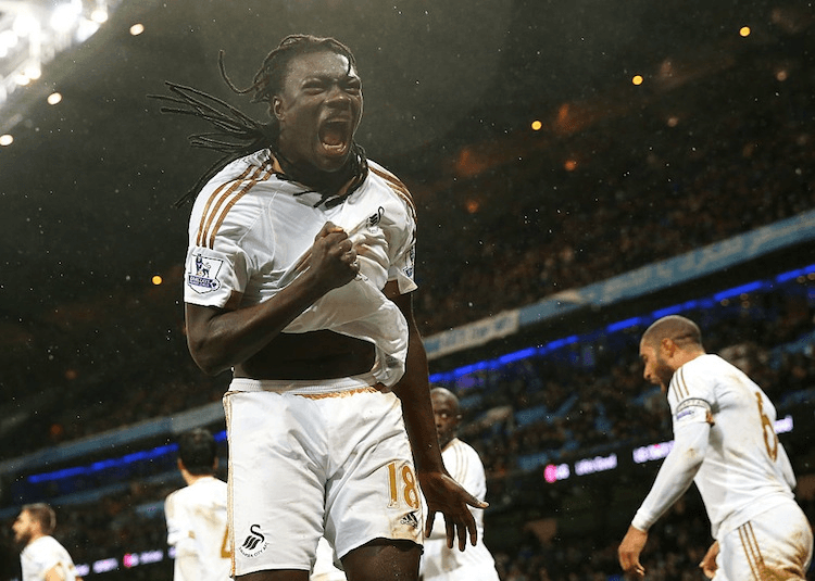 Bafetimbi Gomis forgot to do the cat celebration. (Photo by Alex Livesey/Getty Images)