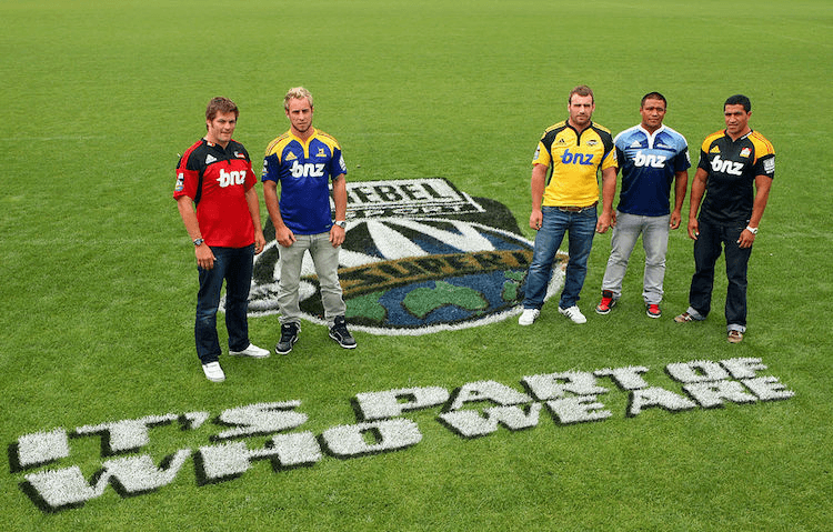 Captains Richie McCaw, Jimmy Cowan, Andrew Hore, Keven Mealamu and Mils Muliaina in 2010.  (Photo by Getty Images For NZRU)