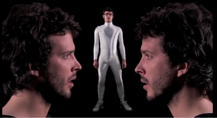From the HBO series Flight of the Conchords, Bowies Bret McKenzie and Jemaine Clement, in the suit he had to be cut out of
