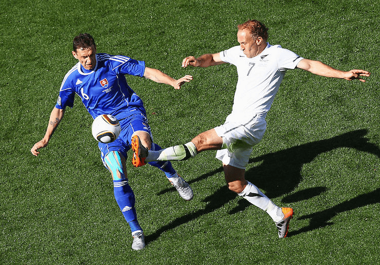 during the 2010 FIFA World Cup South Africa Group F match between New Zealand and Slovakia at the Royal Bafokeng Stadium on June 15, 2010 in Rustenburg, South Africa.