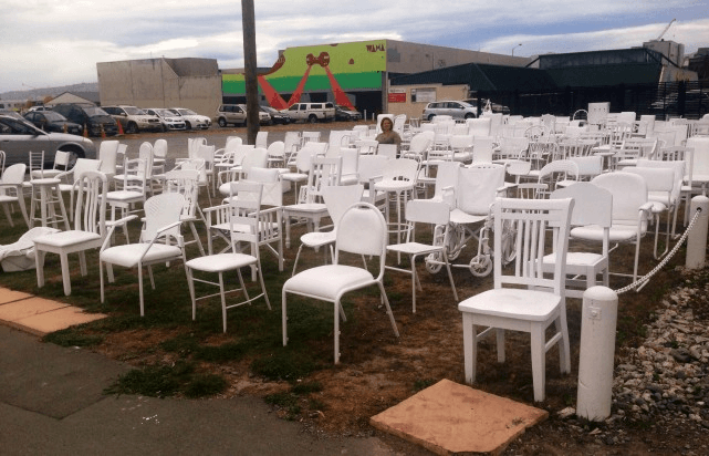 Peter Majendie 185 Chairs memorial. Photograph: Beck Eleven