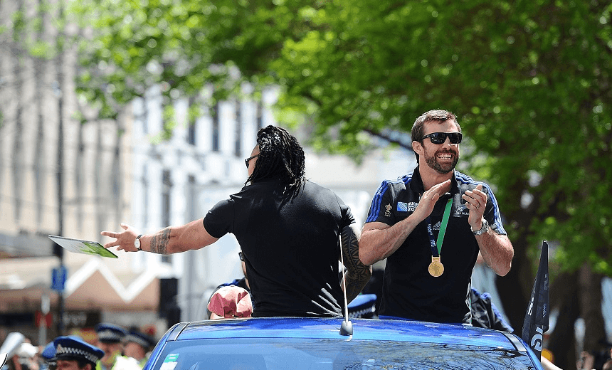 during the New Zealand All Blacks Welcome Home Celebrations on November 6, 2015 in Wellington, New Zealand. 
