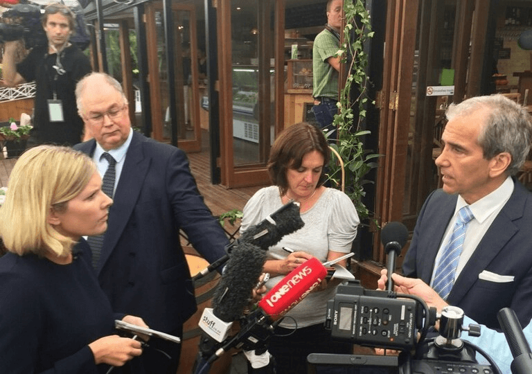 John Palino takes questions from members of the press. Photograph: Tim Murphy