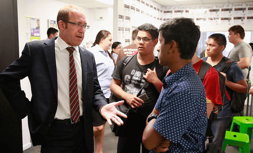 Labour Party Leader Andrew Little during the announcement of Labour’s new tertiary education policy in February (Photo by Phil Walter/Getty Images) 
