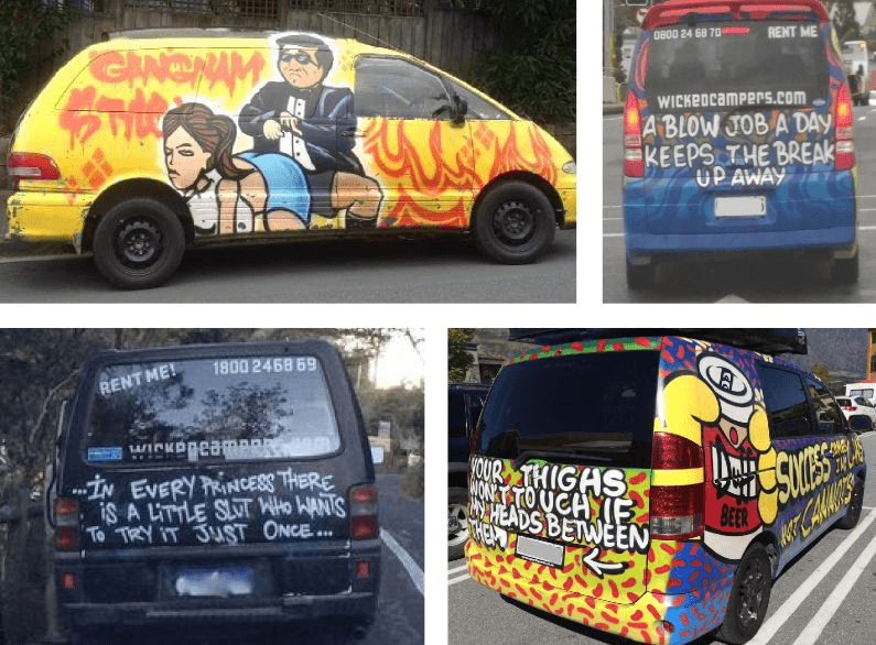 Some of the offending Wicked Campers