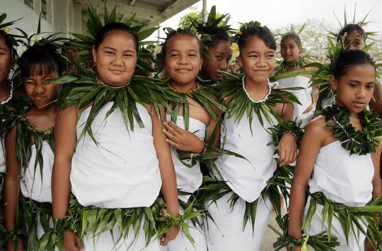 Niuean school girls gather in 2004 before performing during the Taoga Niue Fono, celebrating 30 years of self government. Photo: FOTOPRESS/Sandra Teddy.