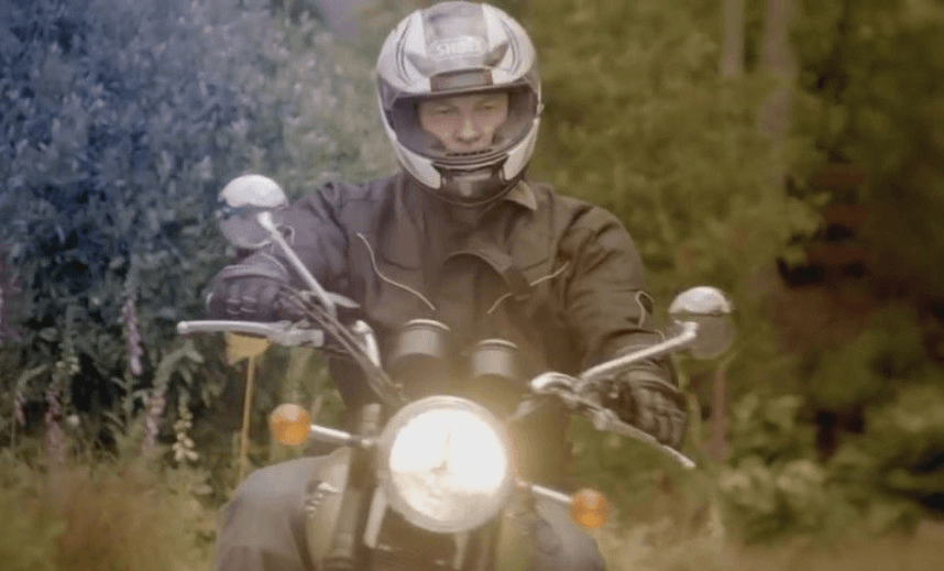 Phil Goff on his motorbike in a campaign ad for the 2016 mayoral run. 
