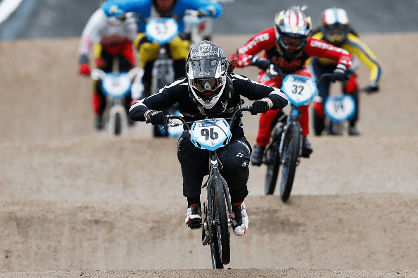 ZOLDER, BELGIUM - JULY 25:  Sarah Walker #96 of New Zealand competes in the Women Elite qualifying motos during day 5 of the UCI BMX World Championships at  on July 25, 2015 in Zolder, Belgium.  (Photo by Dean Mouhtaropoulos/Getty Images)
