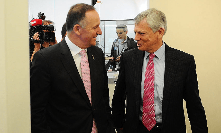 Graeme Wheeler (right) during a rare moment of good humour (Photo by Mark Tantrum/Getty Images) 
