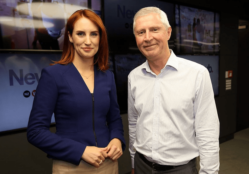 AUCKLAND, NEW ZEALAND - FEBRUARY 09:  Samantha Hayes and Mark Jennings pose at the launch of Newshub, MediaWorks new cross-platform news service on February 9, 2016 in Auckland, New Zealand.  (Photo by Michael Bradley/Getty Images)