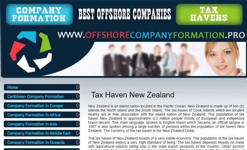 New Zealand is not a tax haven except if you're selling it as a tax haven on the internet