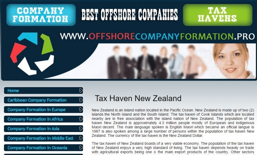 New Zealand is not a tax haven except if you’re selling it as a tax haven on the internet 
