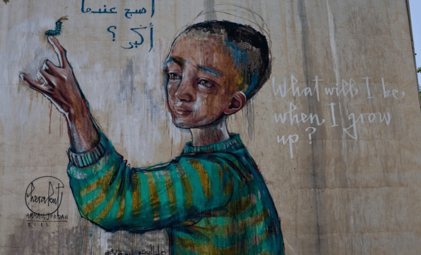 A mural in Amman, Jordan. Photograph: Simon Day of World Vision