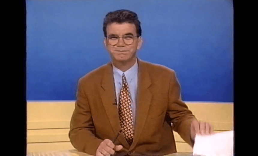 Bill Ralston in the early days of TV3. 
