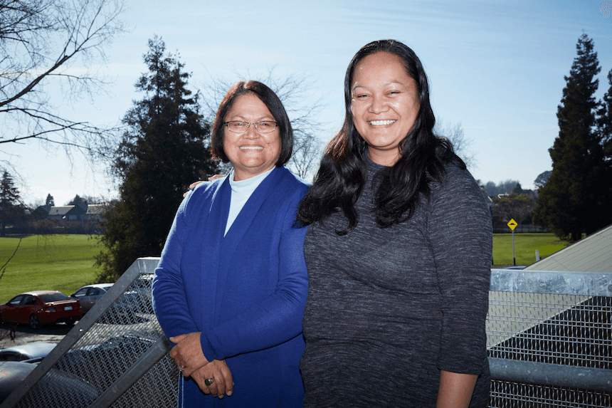 Tureita and Saphire at the Te Kohau Health Centre Photo: Kaycie O'Connor