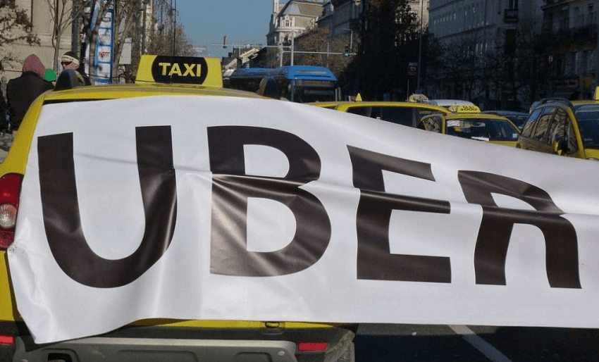 Taxi drivers protest against Uber in Budapest. Photo: