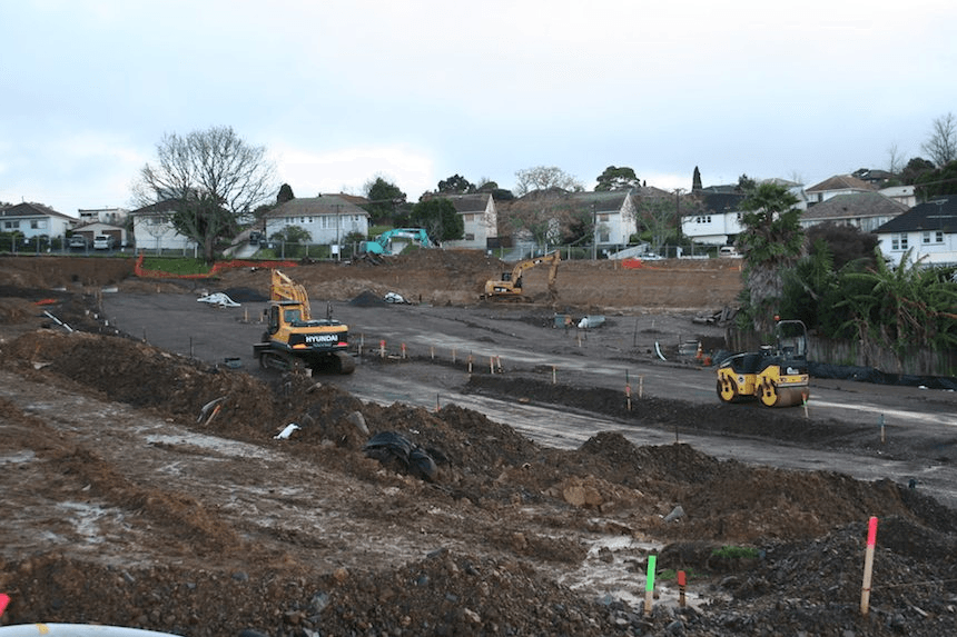 The 'Overlea Crater' where numerous state houses on quarter-acre sections once stood. (Image: Tim Murphy)