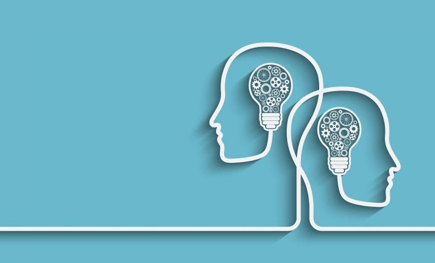 Human heads creating a new idea background. Eps10 vector for your design 
