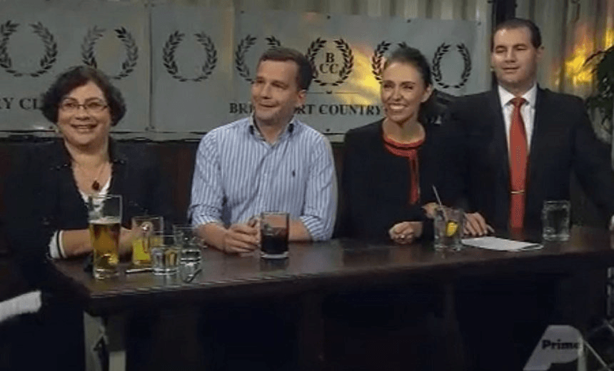 TUREI, SEYMOUR, ARDERN AND LEE-ROSS AT THE HAPPIEST POINT IN THEIR LIVES TOGETHER. PHOTO: BACKBENCHERS 
