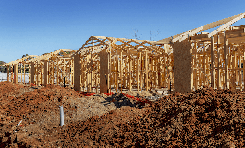 New homes being constructed on a site