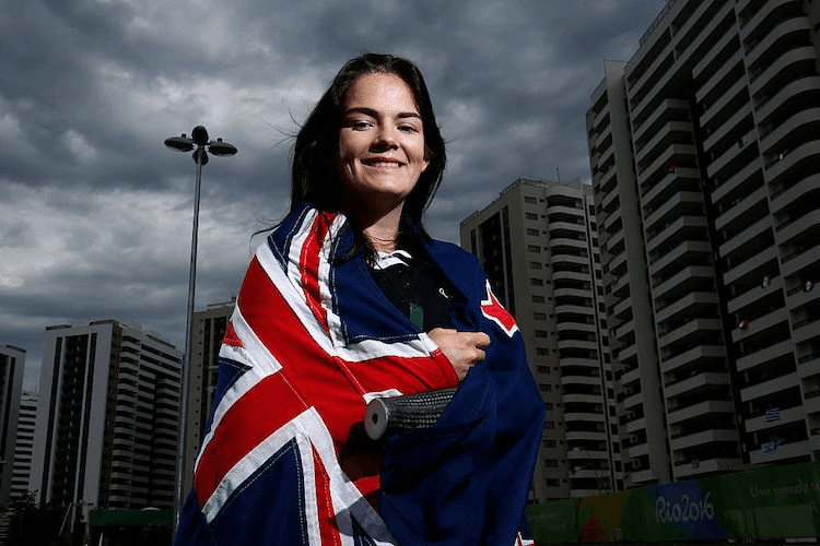 Javelin thrower Holly Robinson, flag bearer for New Zealand at the Paralympics Rio 2016 (Photo by Hagen Hopkins/Getty Images for the New Zealand Paralympic Committee)