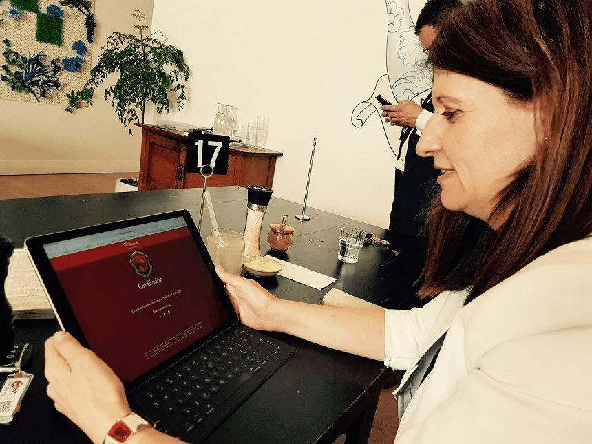 VIC CRONE SHAKING HER COMPUTER UNTIL IT RELINQUISHES HER RESULT. PHOTO: CRONE CAMPAIGN