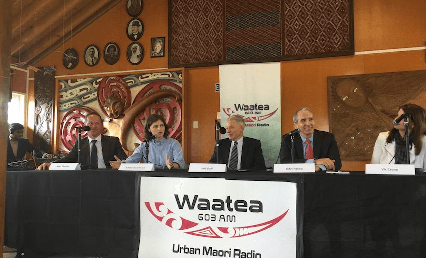 THE MAYORAL CANDIDATES ENGAGED IN FIERCE DEBATE AT WHARE WAATEA URBAN MARAE, MANGERE.