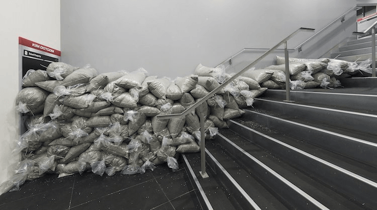 Simon Denny, installation views of ‘The Personal Effects of Kim Dotcom’, 2013, Adam Art Gallery, Wellington, 2014. Courtesy of the artist, Adam Art Gallery and Michael Lett. Photographs by Shaun Waugh. 