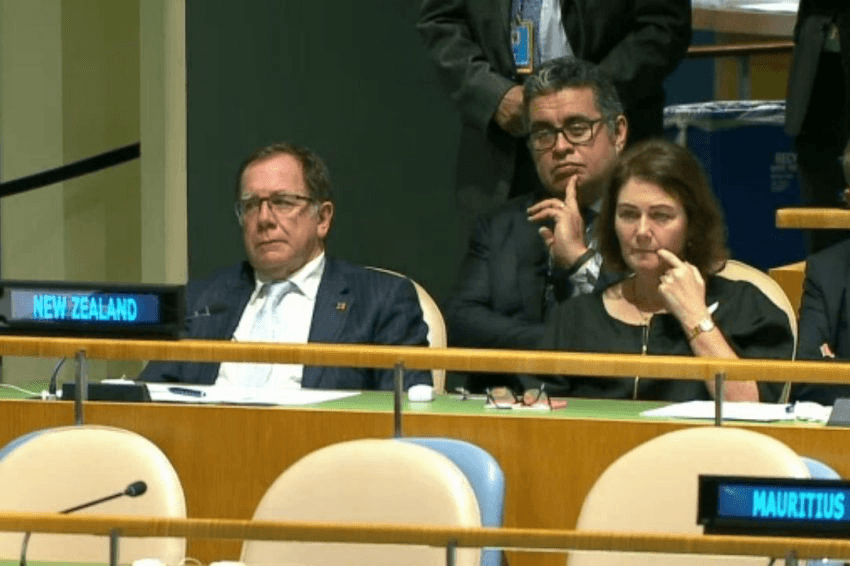 Murray McCully, Bronagh Key and another guy watch enraptured