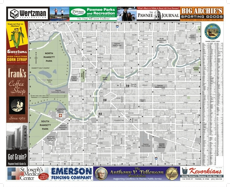 The full Pawnee fold-out map (image credit: NBC/Universal)