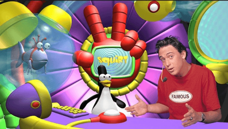 Hamish the fish, Squirt the penguin, and Dominic Bowden