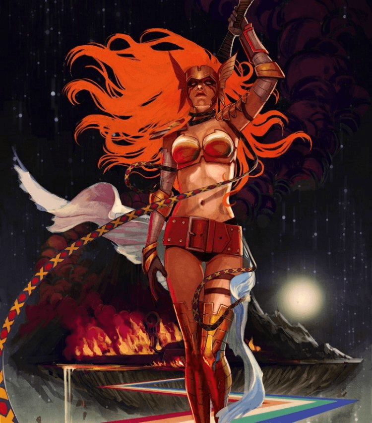 Angela meets the female hero requirement of Lots of Skin