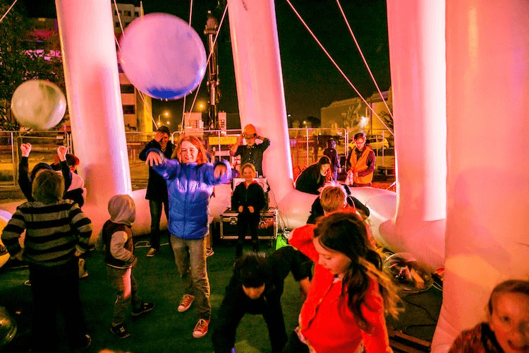 Kids play on an installation at FESTA 2014. Photo: Erica Austin