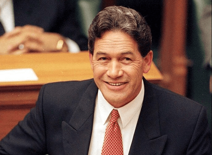 Winston Peters delivers the budget in 1998. : A smiling Treasurer, Winston Peters delivers the 1998 Budget in the House of Parliament,Thursday. (Photo by Ross Land/Getty Images)