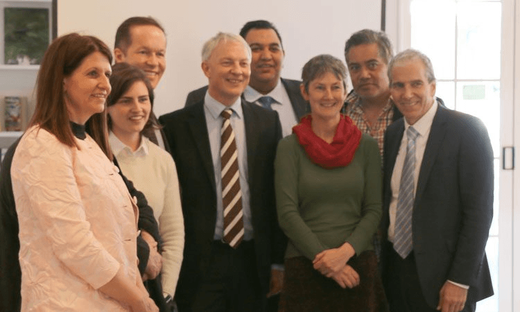 Moira Lawler with mayoral candidates during the recent local body campaign. Photo: Lifewise
