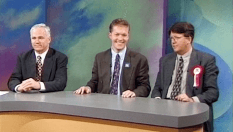 Richard Prebble, Mark Thomas and Alick Shaw in Wellington Central, 1996. Still: NZ On Screen