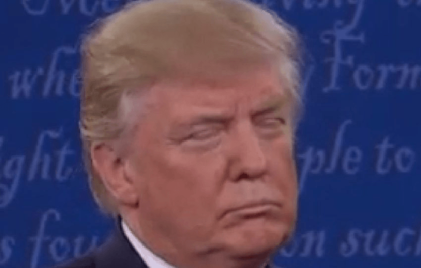 Donald Trump's face during discussion about his "locker room talk"