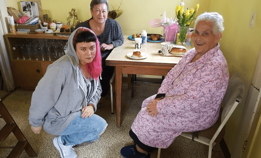 COCO SOLID WITH HER NANNY AND GODMOTHER, 2016 (SUPPLIED)