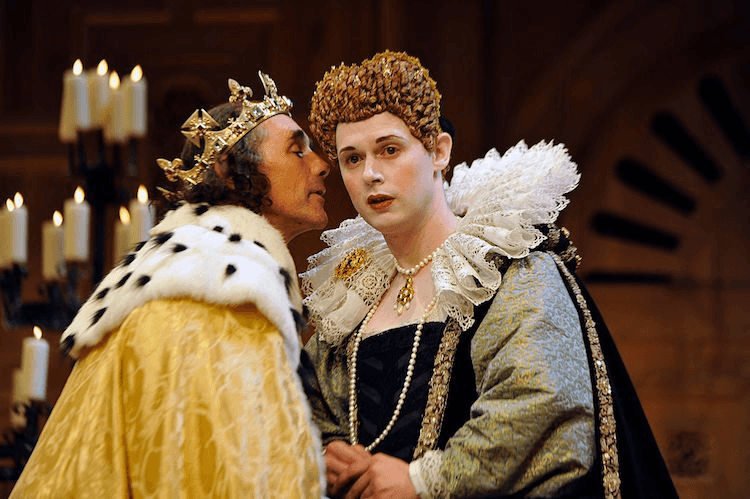 Mark Rylance as Richard III and Samuel Barnett as Queen Elizabeth in William Shakespeare's Richard III. (Photo by Robbie Jack/Corbis via Getty Images)