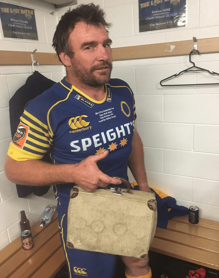 Andrew Hore's magic beige suitcase. (Photo: Scotty Stevenson)