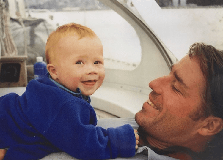 Rufus as a baby and my dad, Chris
