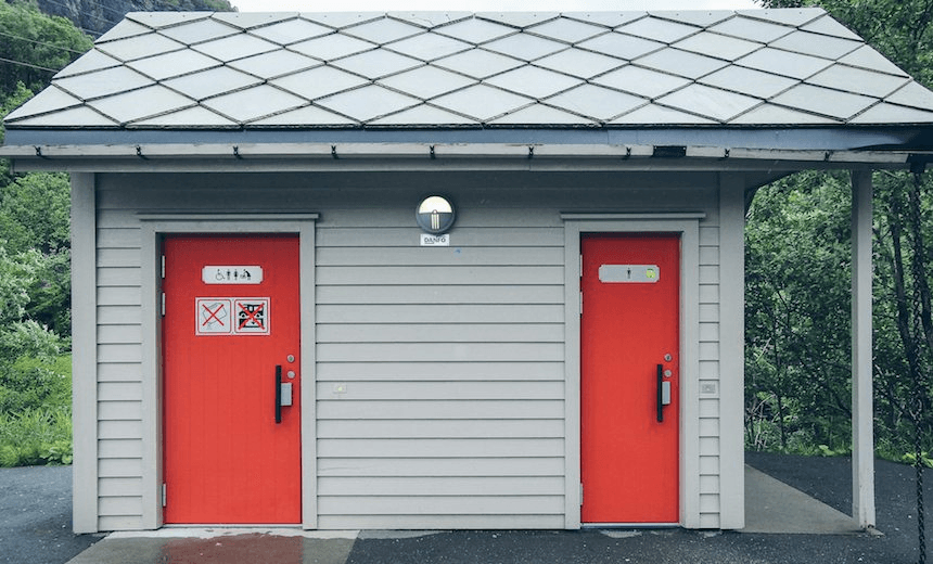 Signs outside a public toilet in Norway indicating everyone can use The Ladies but only men can use The Gents. (Photo: Violet Hunter)
