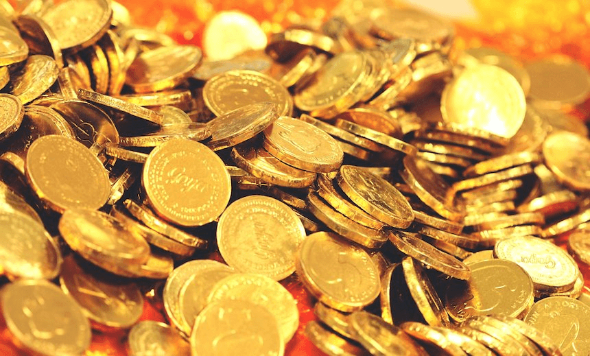 Full Frame Shot Of Chocolate Coins