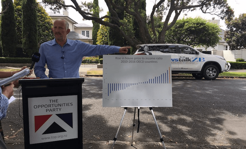 Gareth Morgan at the launch of The Opportunities Party 
