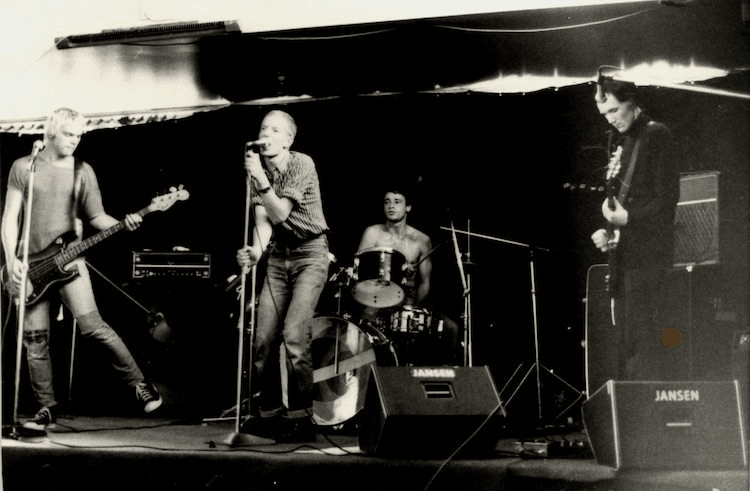The Features live at the Windsor Castle, Parnell, in 1980. From left: Chris Orange, Karel Van Bergen, James Pinker, Jed Town.