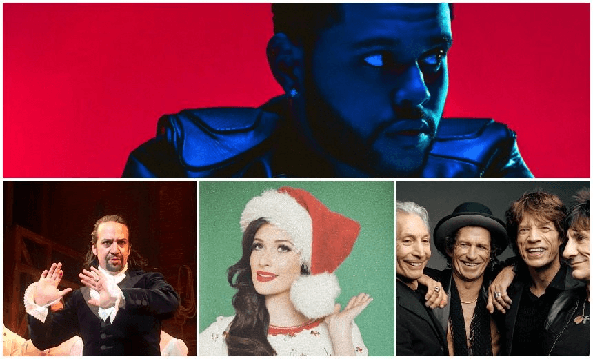 CLOCKWISE FROM TOP: THE WEEKND, ROLLING STONES, KACEY MUSGRAVES, LIN-MANUEL MIRANDA 

