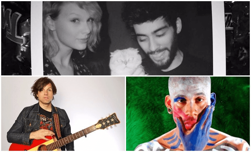 CLOCKWISE FROM TOP: TAYLOR SWIFT, ZAYN, HODGY, RYAN ADAMS  
