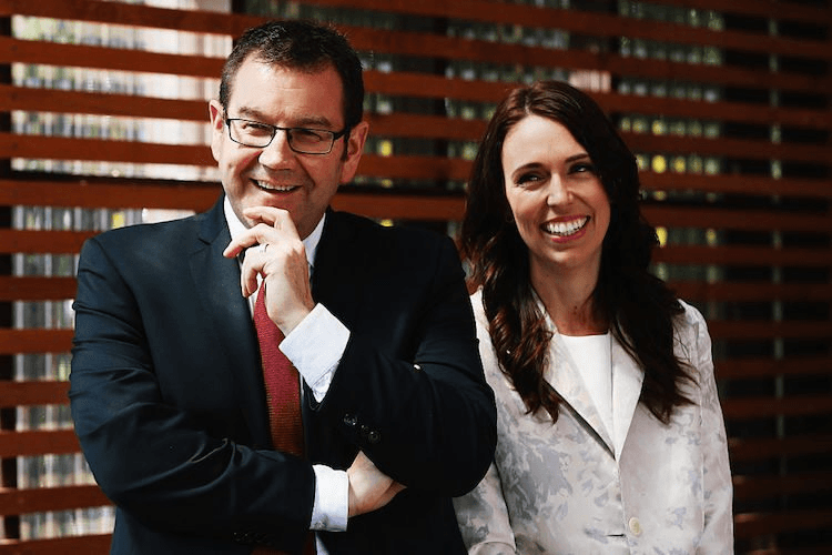 Grant Robertson and Jacinda Ardern at the launch of his Labour Party leadership bid in October 2014.Photo: Hannah Peters / Getty Images